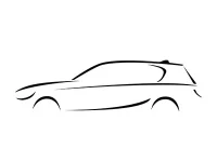 Minimalist outline drawing of BMW 1 Series hatchback