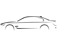 Minimalist outline drawing of BMW 7 Series sedan
