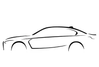 Minimalist outline drawing of BMW M3 sedan