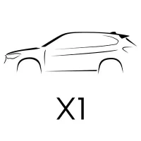 Minimalist outline drawing of BMW X1 SUV